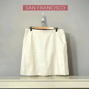 NWOT San Francisco, Elegant Linen Above-Knee Straight  Skirt, Size 13, Off-White